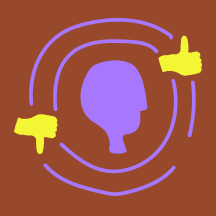 Image of a head with a thumbs up and thumbs down