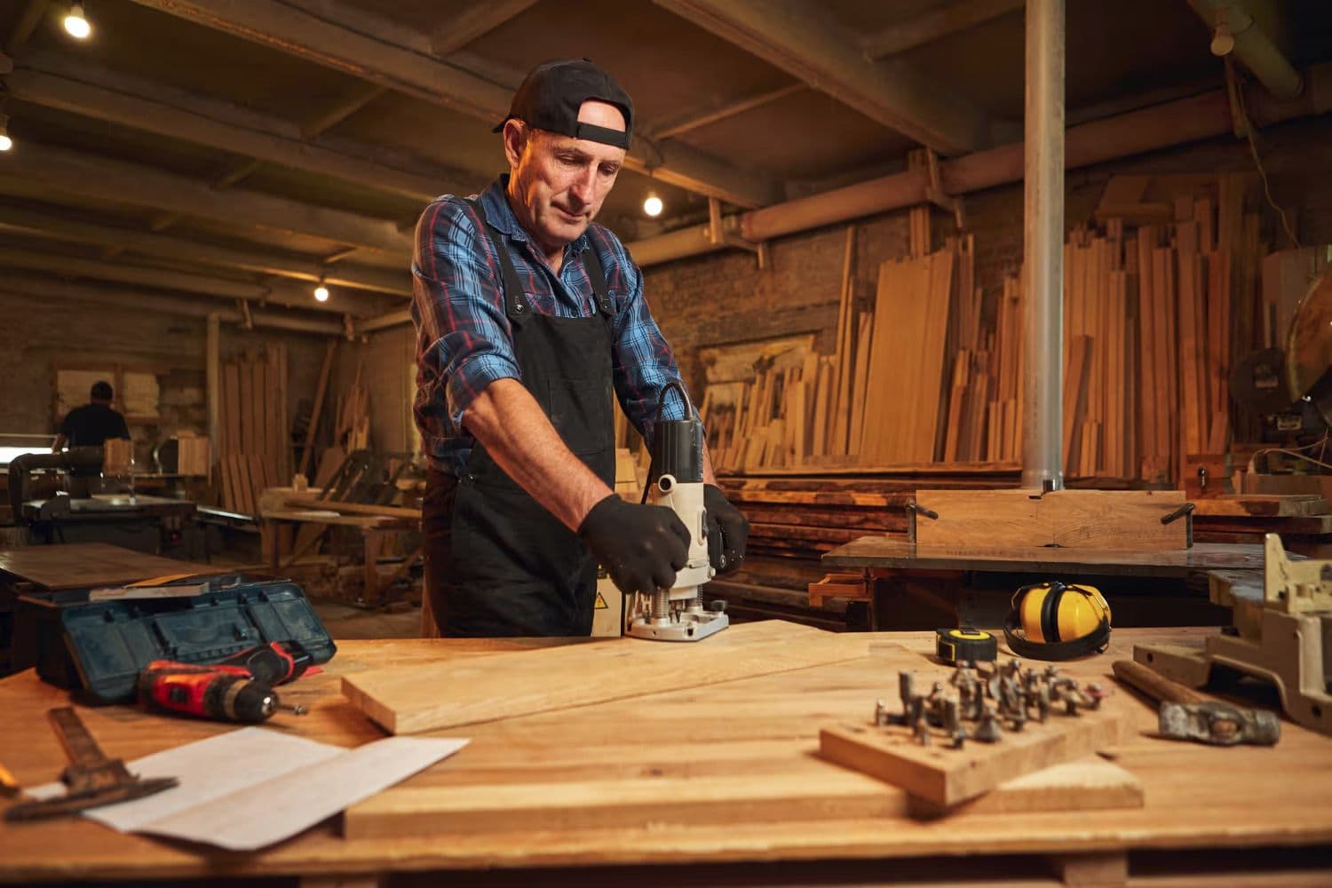 A woodworker in his workshop
